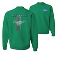 thumbnail image 1 of Wild Bobby, Ford Mustang Classic Pony USA Logo Emblem, Cars and Trucks, Front and Back Unisex Crewneck Graphic Sweatshirt, Kelly, 3X-Large, 1 of 4