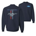 thumbnail image 1 of Wild Bobby, Ford Mustang Classic Pony USA Logo Emblem, Cars and Trucks, Front and Back Unisex Crewneck Graphic Sweatshirt, Navy, 5X-Large, 1 of 4