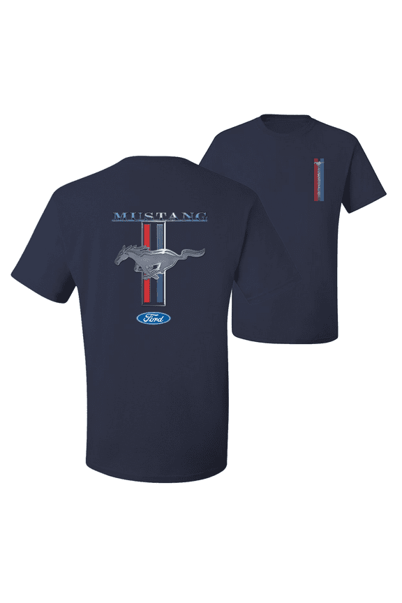 , Ford Mustang Classic Pony USA Logo Emblem Front Back F&B Cars and Trucks Graphic T-Shirt