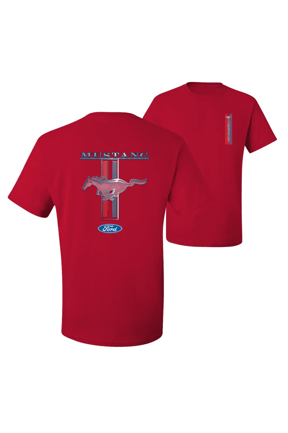 , Ford Mustang Classic Pony USA Logo Emblem Front Back F&B Cars and Trucks Graphic T-Shirt