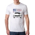 thumbnail image 1 of Wild Bobby, Ford Mustang Country USA 1964 Vintage American License Plate, Cars and Trucks, Men Premium Tri Blend Tee, Heather White, X-Large, 1 of 4