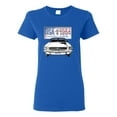 thumbnail image 1 of Wild Bobby, Ford Mustang Country USA 1964 Vintage American License Plate, Cars and Trucks, Women Graphic Tee, Royal, Medium, 1 of 4