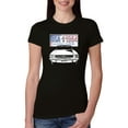 thumbnail image 1 of Wild Bobby, Ford Mustang Country USA 1964 Vintage American License Plate, Cars and Trucks, Women Slim Fit Junior Tee, Black, Small, 1 of 4