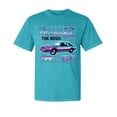 thumbnail image 1 of Wild Bobby, Ford Mustang GT The Boss Retro Neon Vintage, Cars and Trucks, Garment-Dyed Washed Look Short Sleeve Tees, Blue Lagoon, Small, 1 of 3
