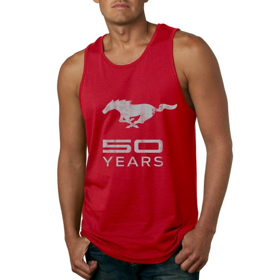 Wild Bobby, Ford Mustang Logo 50 Years Vintage Emblem, Cars and Trucks, Men Graphic Tank Top, Red, XX-Large