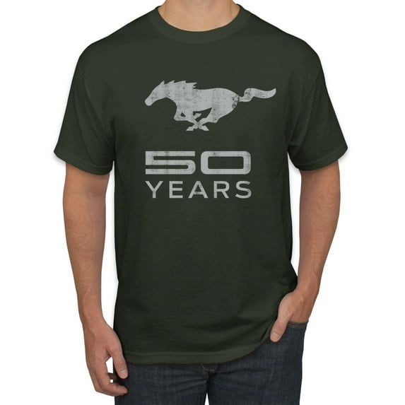 Wild Bobby, Ford Mustang Logo 50 Years Vintage Emblem, Cars and Trucks, Men Graphic Tee, Forest Green, 4X-Large