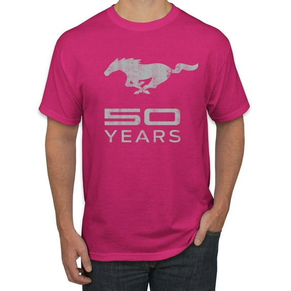 Wild Bobby, Ford Mustang Logo 50 Years Vintage Emblem, Cars and Trucks, Men Graphic Tee, Fuschia, Large