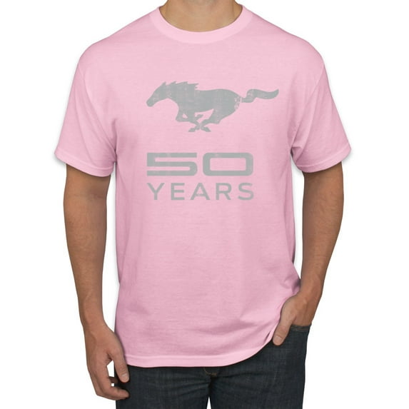 Wild Bobby, Ford Mustang Logo 50 Years Vintage Emblem, Cars and Trucks, Men Graphic Tee, Light Pink, Medium