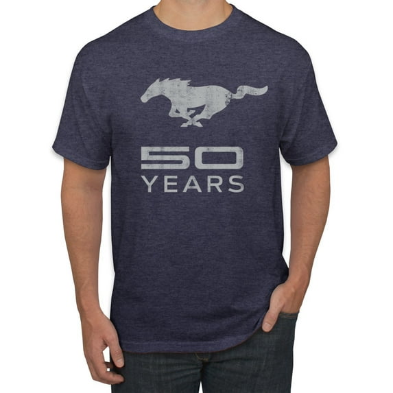 Wild Bobby, Ford Mustang Logo 50 Years Vintage Emblem, Cars and Trucks, Men Graphic Tee, Vintage Heather Navy, 3X-Large