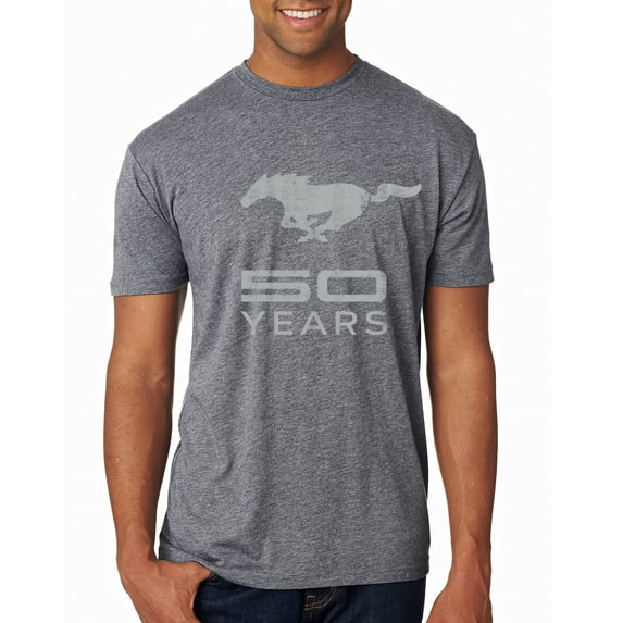 Wild Bobby, Ford Mustang Logo 50 Years Vintage Emblem, Cars and Trucks, Men Premium Tri Blend Tee, Premium Heather, Large