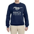 thumbnail image 1 of Wild Bobby, Ford Mustang Logo 50 Years Vintage Emblem, Cars and Trucks, Unisex Crewneck Graphic Sweatshirt, Navy, Medium, 1 of 4