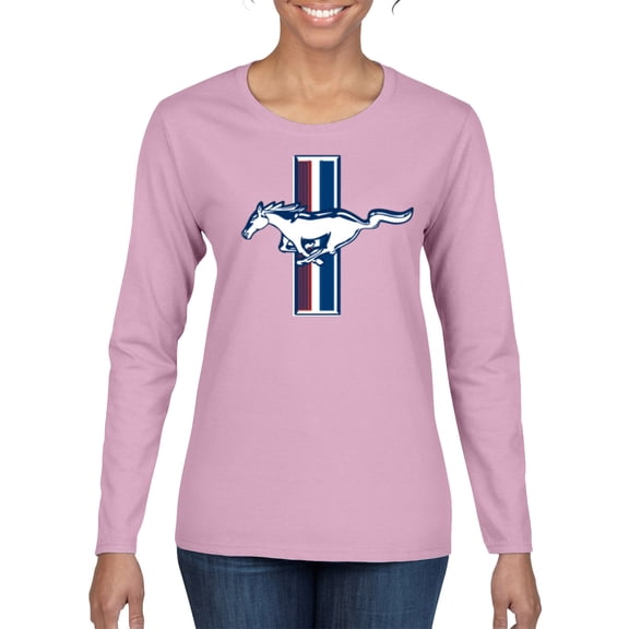 Wild Bobby Ford Mustang Retro USA Vintage Logo Classic Bar, Cars and Trucks Women Graphic Long Sleeve Tee