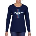 thumbnail image 1 of Wild Bobby Ford Mustang Retro USA Vintage Logo Classic Bar, Cars and Trucks Women Graphic Long Sleeve Tee, 1 of 6