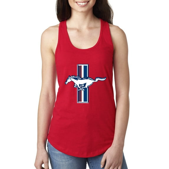 Wild Bobby Ford Mustang Retro USA Vintage Logo Classic Bar, Cars and Trucks Women Racerback Tank Top