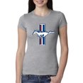 thumbnail image 1 of Wild Bobby Ford Mustang Retro USA Vintage Logo Classic Bar, Cars and Trucks Women Slim Fit Junior Tee, 1 of 6