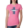 thumbnail image 1 of Wild Bobby Ford Mustang Retro USA Vintage Logo Classic Bar, Cars and Trucks Women Slim Fit Junior Tee, 1 of 6