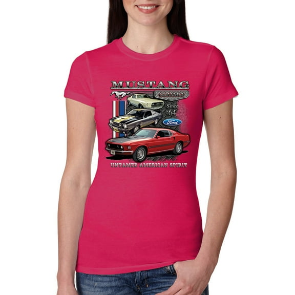 Wild Bobby Ford Mustang Untamed Spirit Mens Cars and Trucks Women Slim Fit Junior Tee