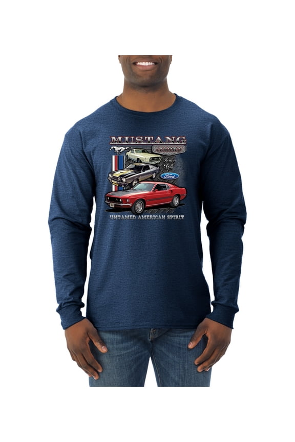 Ford Mustang Untamed Spirit Mens Cars and Trucks Men Long Sleeve Shirt