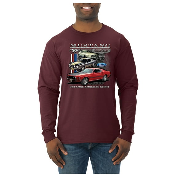 Wild Bobby Ford Mustang Untamed Spirit Mens Cars and Trucks Men Long Sleeve Shirt