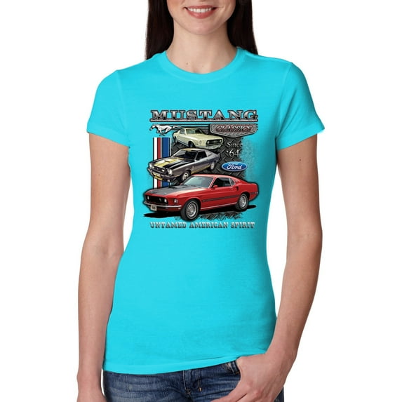 Wild Bobby Ford Mustang Untamed Spirit Mens Cars and Trucks Women Slim Fit Junior Tee