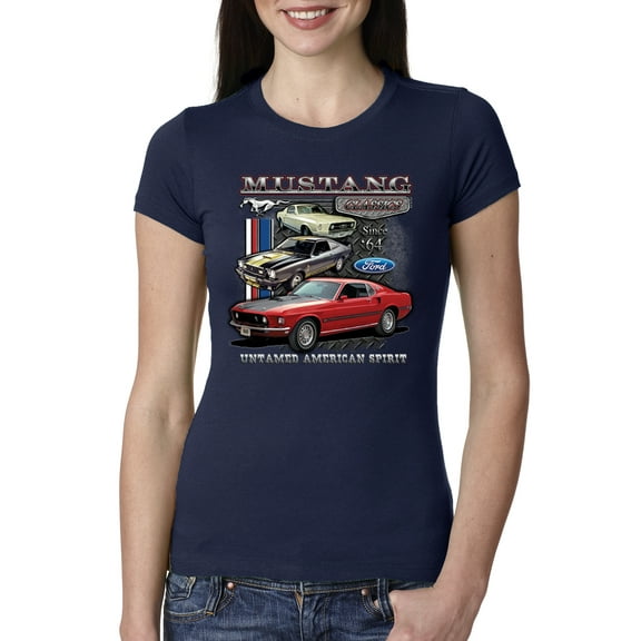 Wild Bobby Ford Mustang Untamed Spirit Mens Cars and Trucks Women Slim Fit Junior Tee