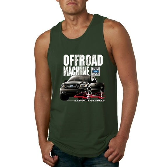Wild Bobby, Ford Offroad Machine Classic Built Tough 4x4 Off Road, Cars and Trucks, Men Graphic Tank Top, Forest Green, Small