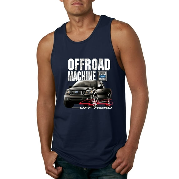 Wild Bobby, Ford Offroad Machine Classic Built Tough 4x4 Off Road, Cars and Trucks, Men Graphic Tank Top, Navy, Medium