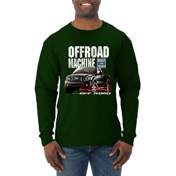 Wild Bobby, Ford Offroad Machine Classic Built Tough 4x4 Off Road, Cars and Trucks, Men Long Sleeve Shirt, Forest Green, Small