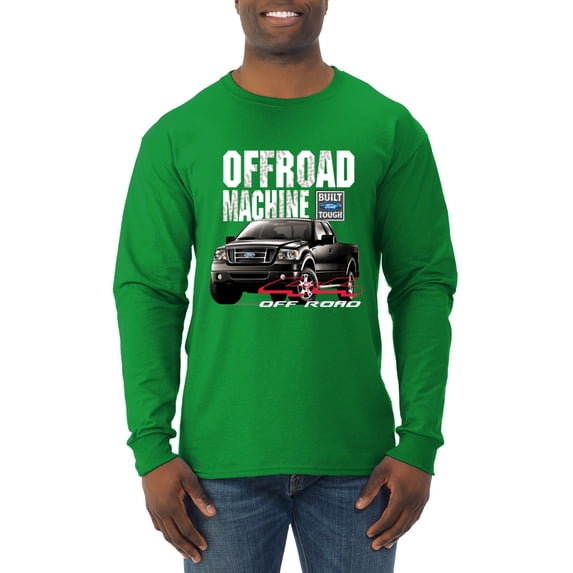 Wild Bobby, Ford Offroad Machine Classic Built Tough 4x4 Off Road, Cars and Trucks, Men Long Sleeve Shirt, Kelly, X-Large