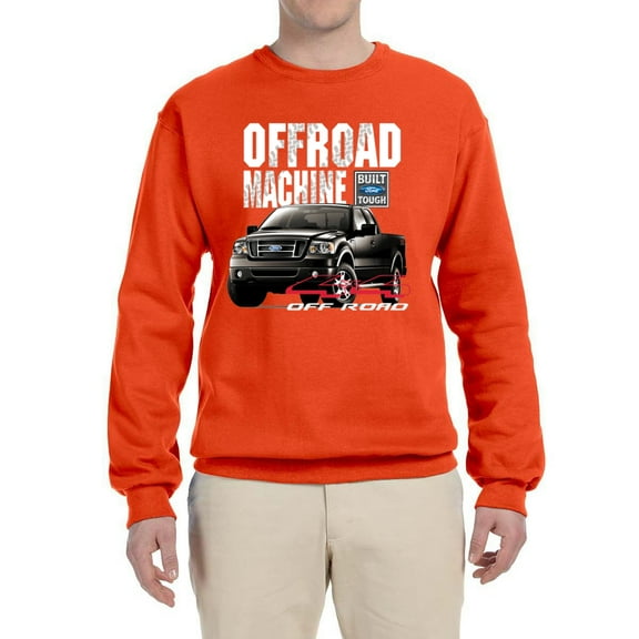 Wild Bobby, Ford Offroad Machine Classic Built Tough 4x4 Off Road, Cars and Trucks, Unisex Crewneck Graphic Sweatshirt, Orange, 3X-Large