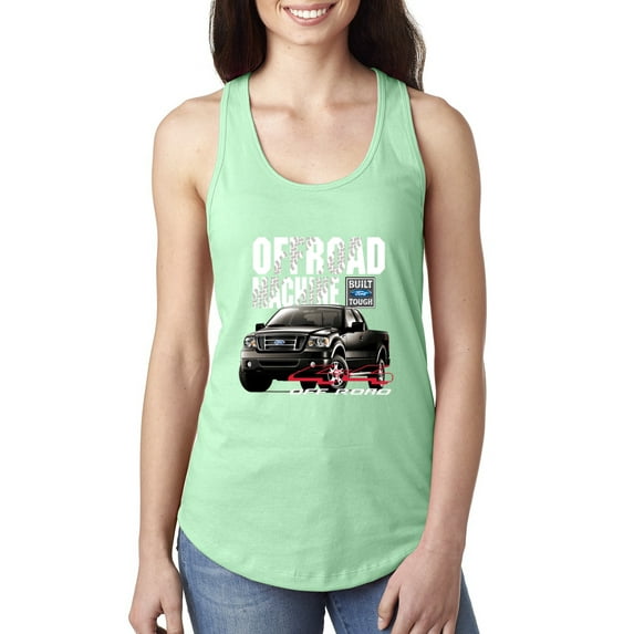 Wild Bobby, Ford Offroad Machine Classic Built Tough 4x4 Off Road, Cars and Trucks, Women Racerback Tank Top, Mint, Large