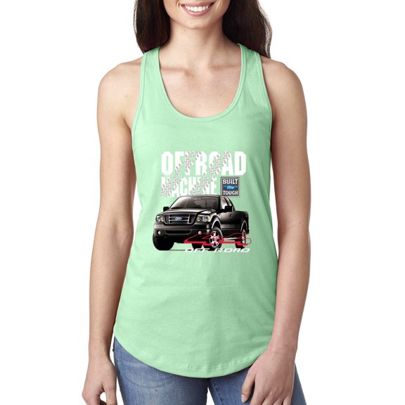 Wild Bobby, Ford Offroad Machine Classic Built Tough 4x4 Off Road, Cars and Trucks, Women Racerback Tank Top, Mint, Small