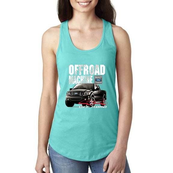 Wild Bobby, Ford Offroad Machine Classic Built Tough 4x4 Off Road, Cars and Trucks, Women Racerback Tank Top, Tahiti Blue, Small