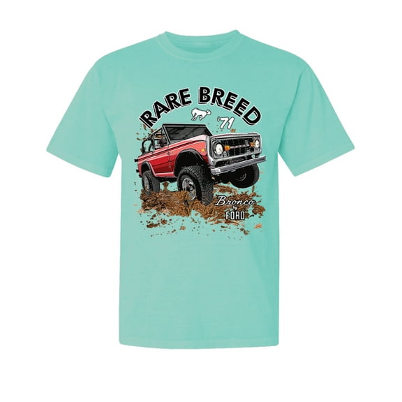 Wild Bobby, Ford Rare Breed 71 Bronco Truck Classic, Cars and Trucks, Garment-Dyed Washed Look Short Sleeve Tees, Mint, Medium