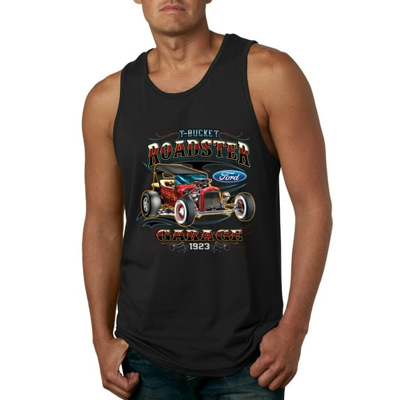 Wild Bobby, Ford Retro T-Bucket Roadster 1923 Vintage Garage Motors, Cars and Trucks, Men Graphic Tank Top, Black, Small
