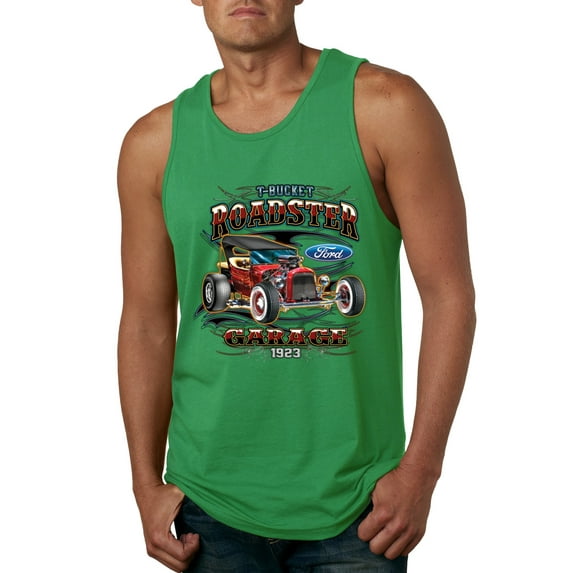 Wild Bobby, Ford Retro T-Bucket Roadster 1923 Vintage Garage Motors, Cars and Trucks, Men Graphic Tank Top, Kelly, X-Large