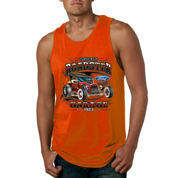 Wild Bobby, Ford Retro T-Bucket Roadster 1923 Vintage Garage Motors, Cars and Trucks, Men Graphic Tank Top, Orange, XX-Large