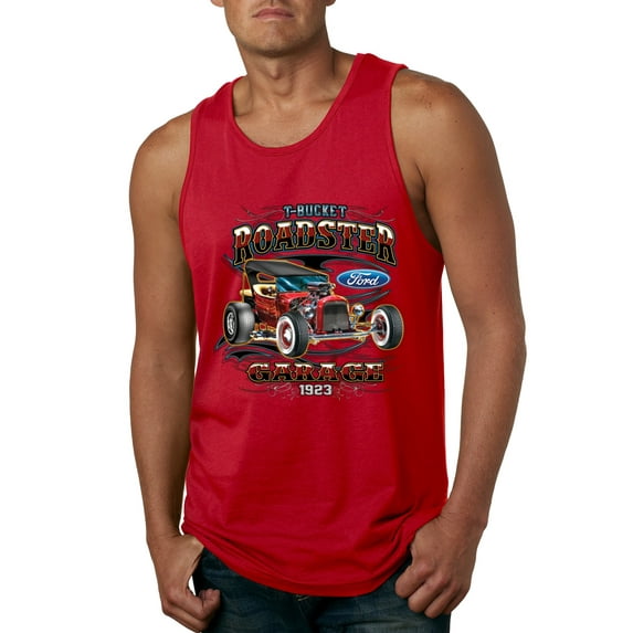 Wild Bobby, Ford Retro T-Bucket Roadster 1923 Vintage Garage Motors, Cars and Trucks, Men Graphic Tank Top, Red, XX-Large