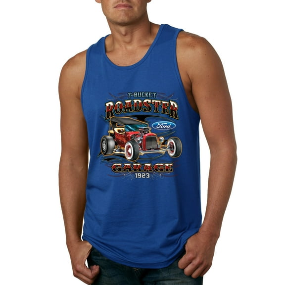 Wild Bobby, Ford Retro T-Bucket Roadster 1923 Vintage Garage Motors, Cars and Trucks, Men Graphic Tank Top, Royal, Medium