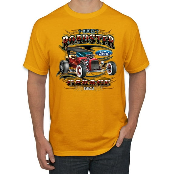 Wild Bobby, Ford Retro T-Bucket Roadster 1923 Vintage Garage Motors, Cars and Trucks, Men Graphic Tee, Gold, Small
