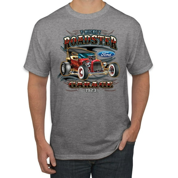 Wild Bobby, Ford Retro T-Bucket Roadster 1923 Vintage Garage Motors, Cars and Trucks, Men Graphic Tee, Heather Grey, X-Large