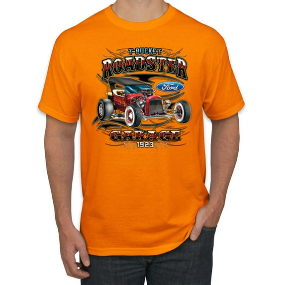 Wild Bobby, Ford Retro T-Bucket Roadster 1923 Vintage Garage Motors, Cars and Trucks, Men Graphic Tee, Orange, Large