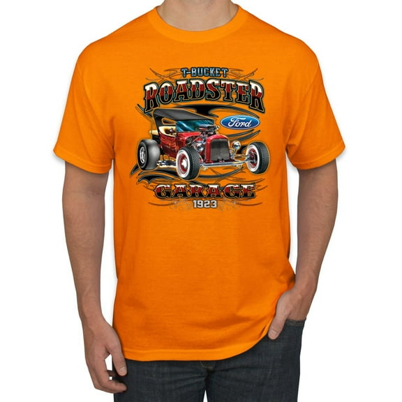 Wild Bobby, Ford Retro T-Bucket Roadster 1923 Vintage Garage Motors, Cars and Trucks, Men Graphic Tee, Orange, Medium