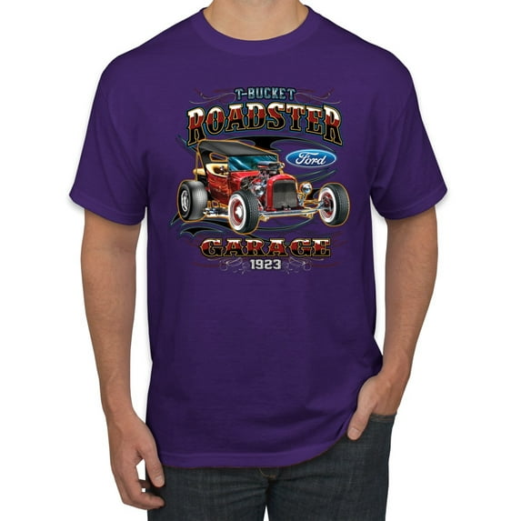 Wild Bobby, Ford Retro T-Bucket Roadster 1923 Vintage Garage Motors, Cars and Trucks, Men Graphic Tee, Purple, Medium