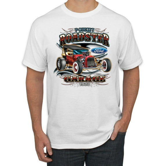 Wild Bobby, Ford Retro T-Bucket Roadster 1923 Vintage Garage Motors, Cars and Trucks, Men Graphic Tee, White, Medium