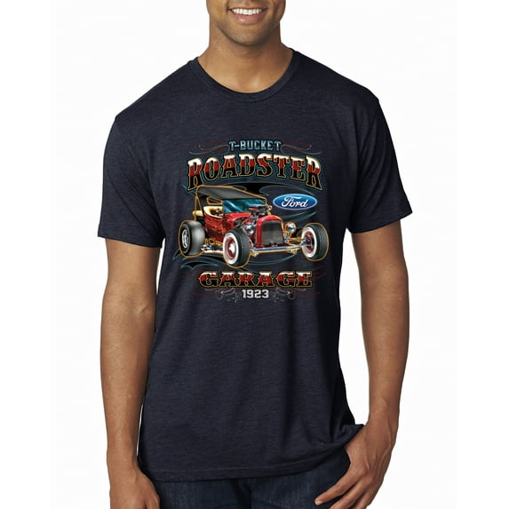Wild Bobby, Ford Retro T-Bucket Roadster 1923 Vintage Garage Motors, Cars and Trucks, Men Premium Tri Blend Tee, Vintage Navy, Medium