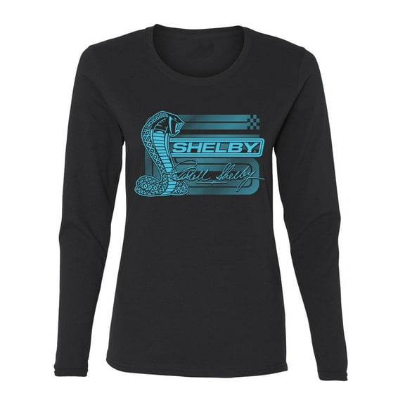 Wild Bobby Ford Shelby Cobra Retro Blue Logo Women Graphic Long Sleeve Tee