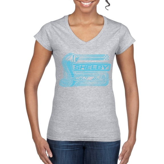 Wild Bobby Ford Shelby Cobra Retro Blue Logo Women Standard V-Neck Tee