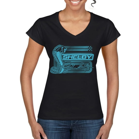 Wild Bobby Ford Shelby Cobra Retro Blue Logo Women Standard V-Neck Tee