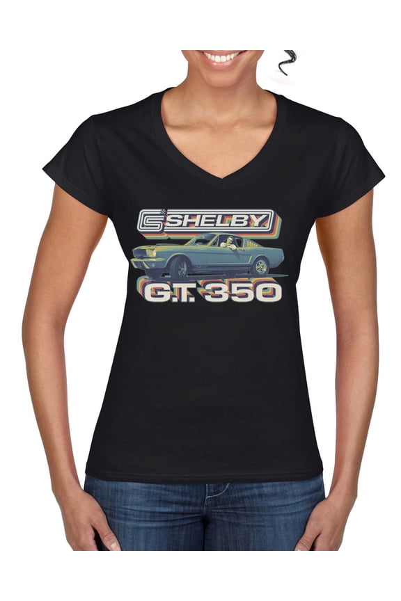 Ford Shelby GT350 Retro Colorshift Women Standard V-Neck Tee